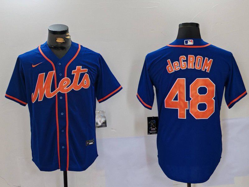 Men New York Mets #48 Degrom Blue Game 2024 Nike MLB Jersey style 2